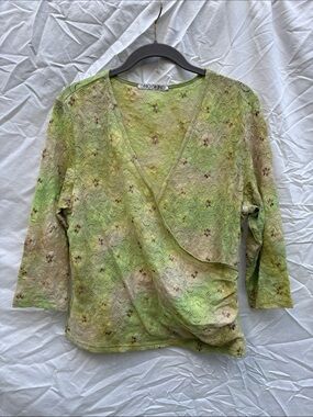 SNO SKINS Light Green Floral Wrap Blouse